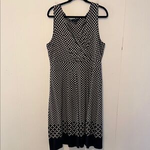 Lands End Midi Sleeveless V-neck Polka Dot Fit & Flare Pullover Dress T4*